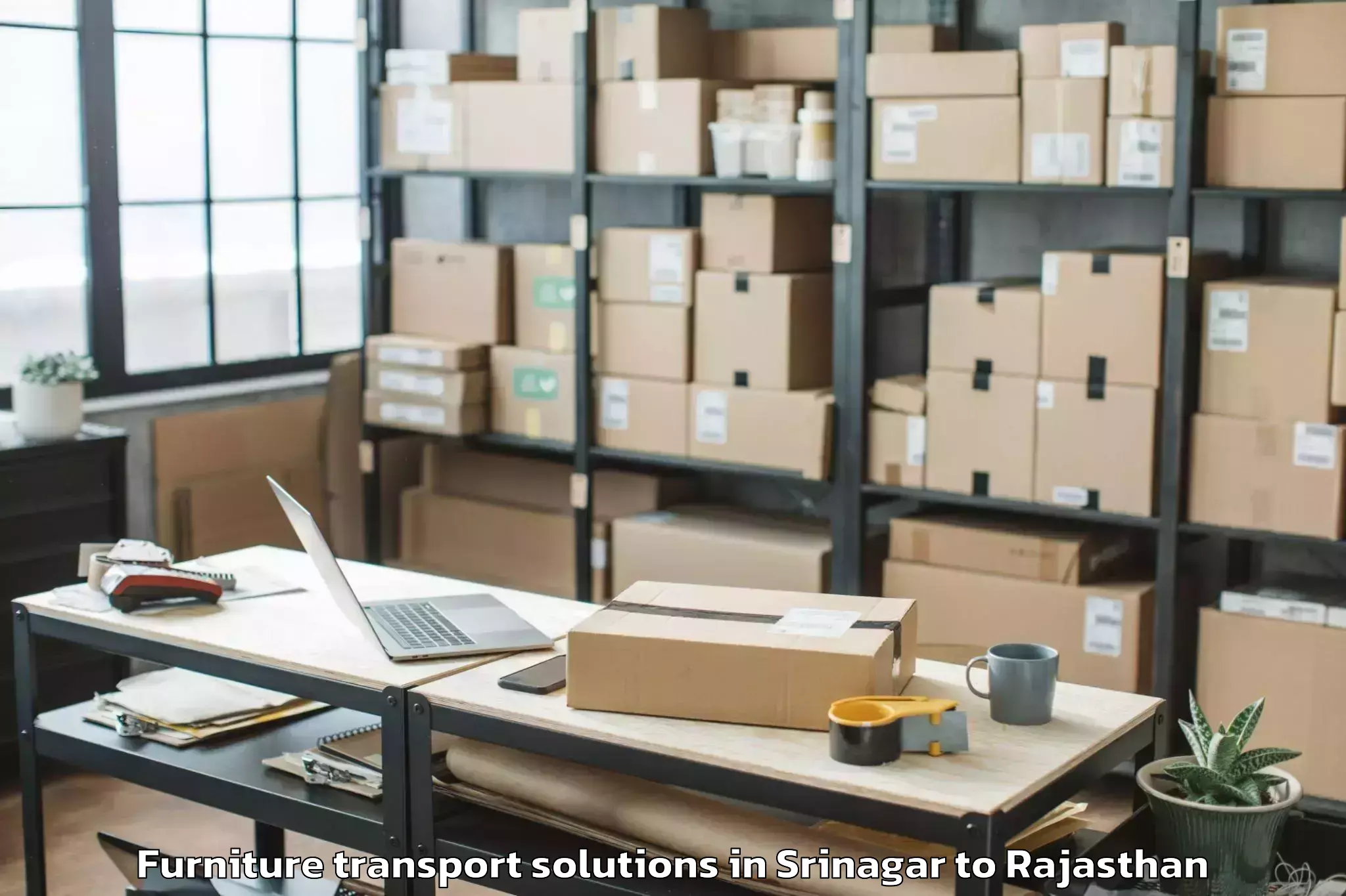 Trusted Srinagar to Alwar Furniture Transport Solutions